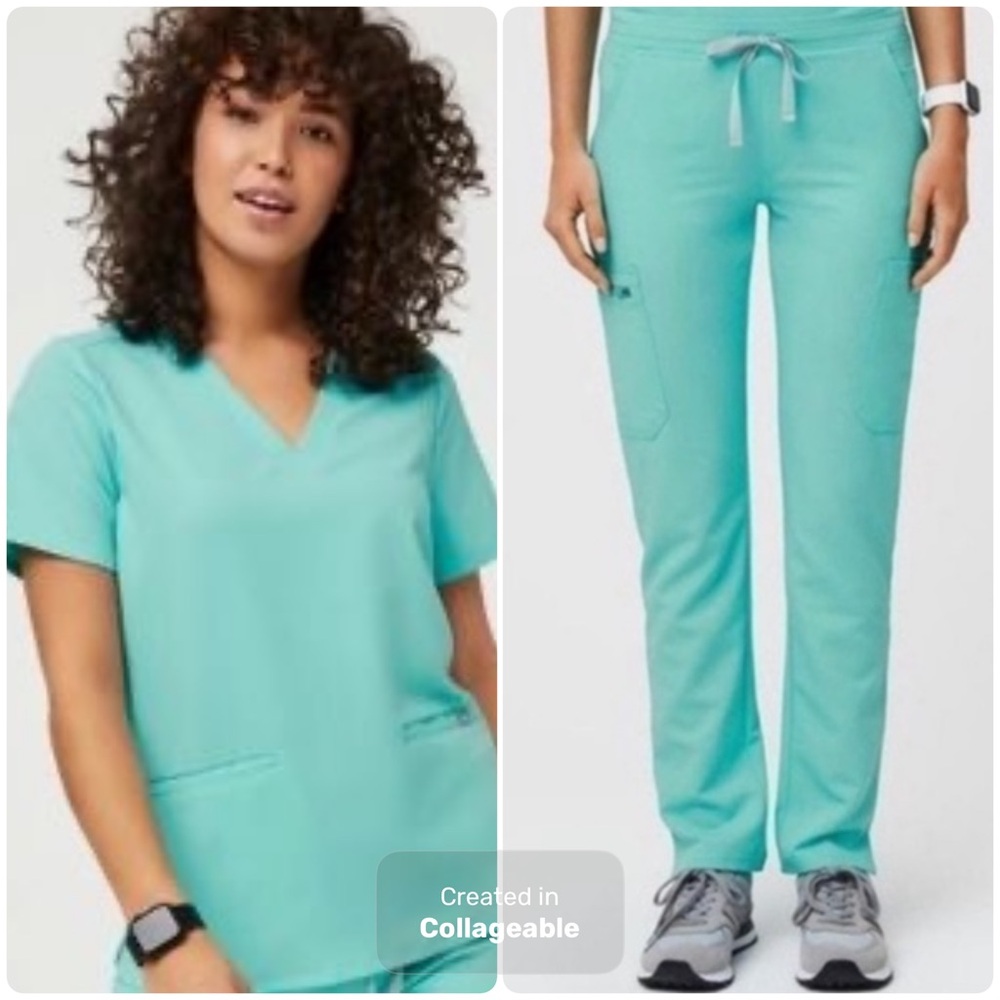 Figs Aqua mint scrub set size large